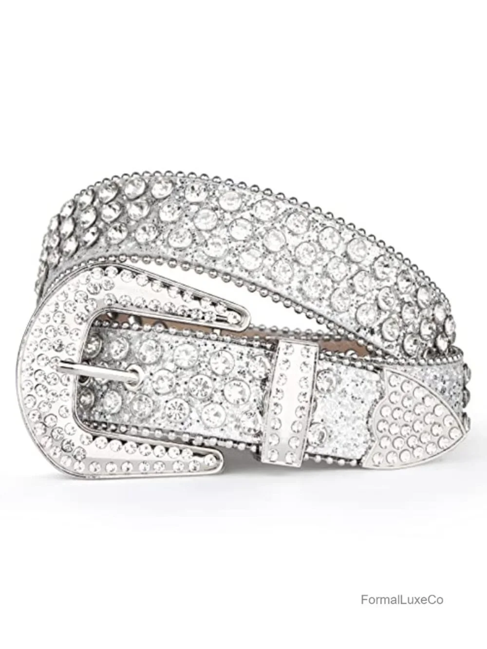 Rhinestone Western Belt for Women Men Studded PU Leather Belts for Jeans